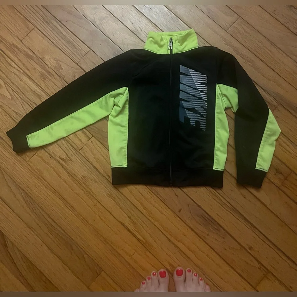 Nike Kids' Black & Neon Yellow-Green Full-Zip Track Jacket Sweatshirt Boys Sz 4